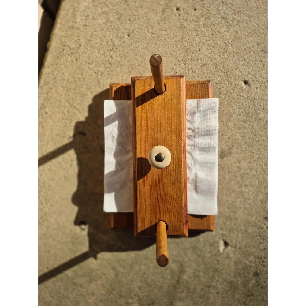 Vintage Wooden Napkin Holder‎ Tabletop Rustic Farmhouse Kitchen Organizer Solid